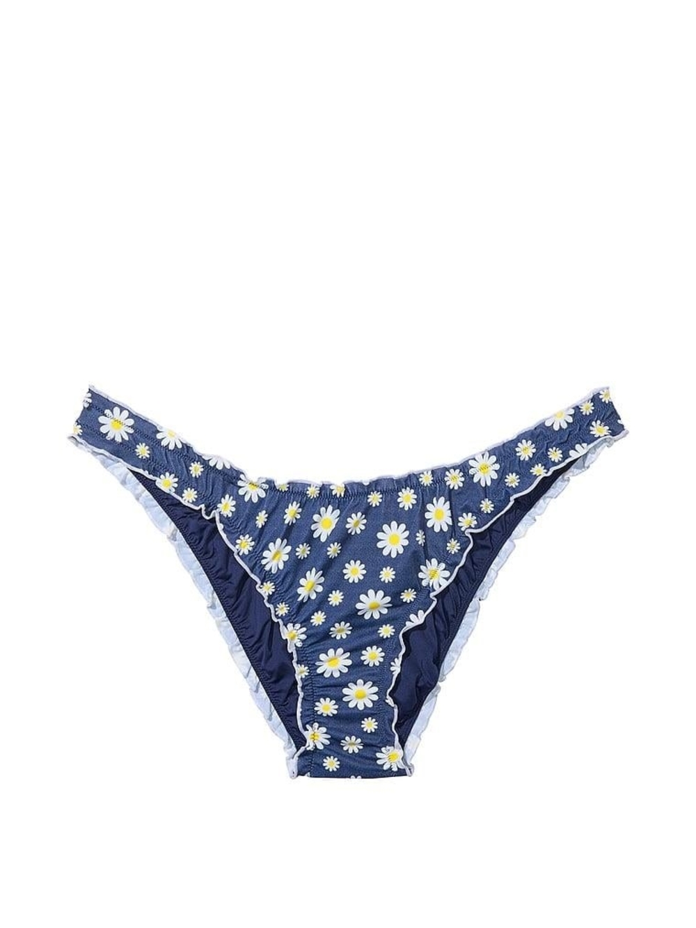 Frankie's Bikinis Navy Daisy Ruffle Bikini Bottom